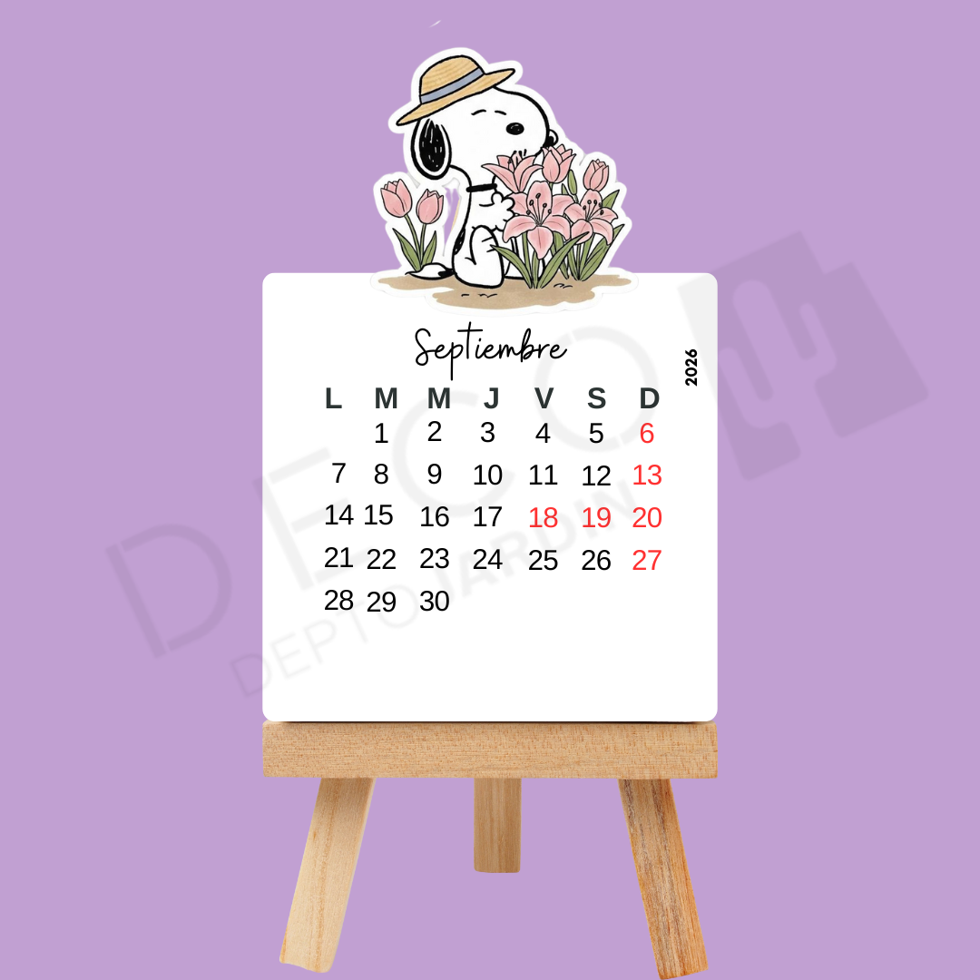 Calendario 2026 Snoopy y Peanuts con Atril - 12 Láminas Coleccionables