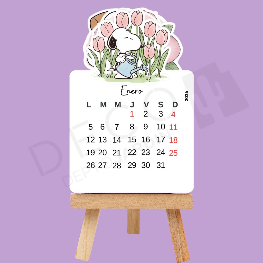 Calendario 2026 Snoopy y Peanuts con Atril - 12 Láminas Coleccionables