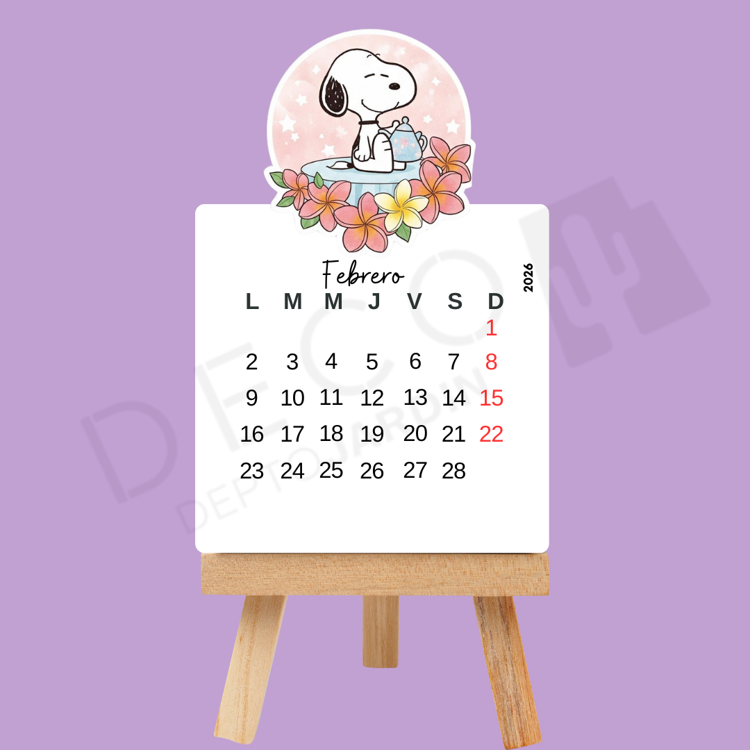 Calendario 2026 Snoopy y Peanuts con Atril - 12 Láminas Coleccionables