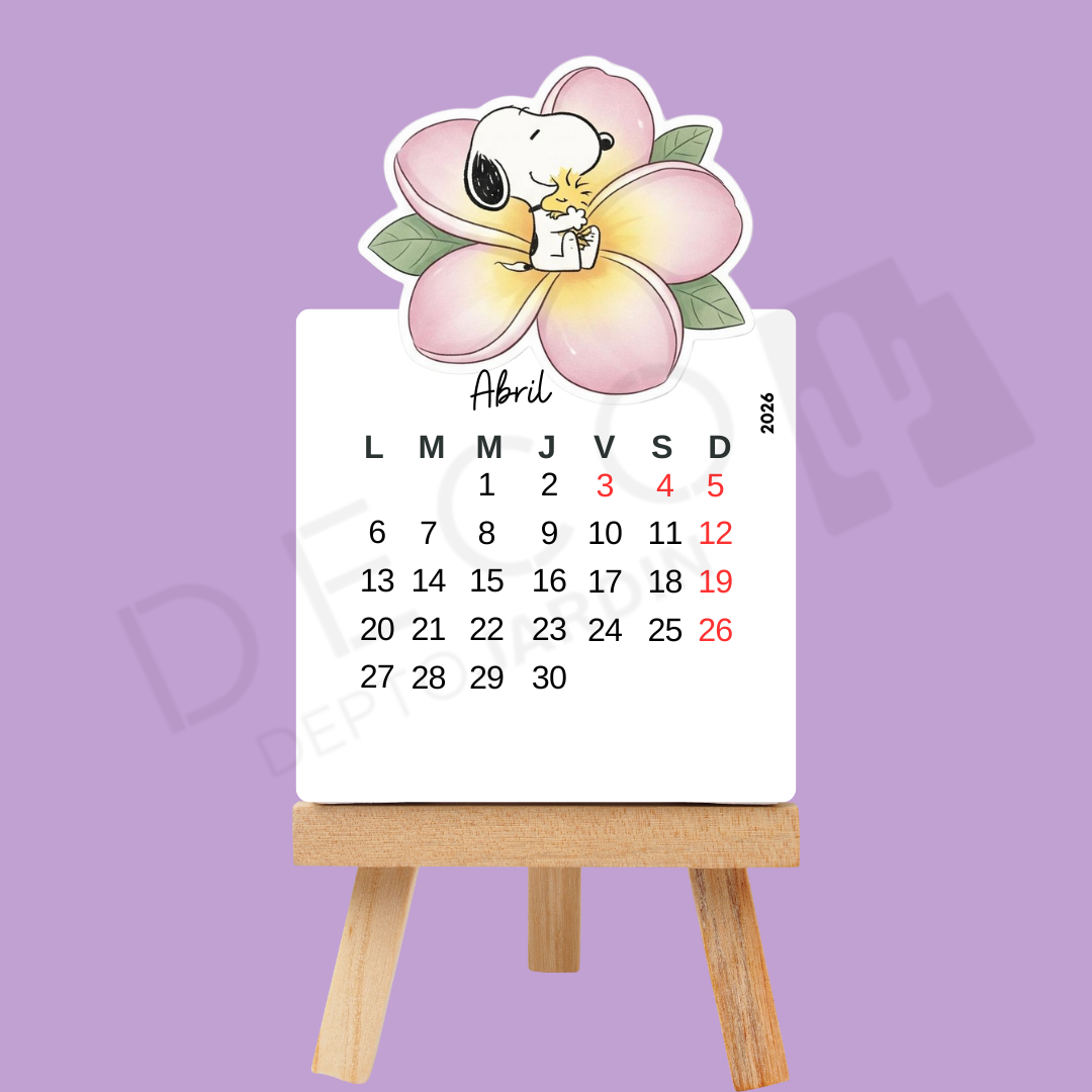 Calendario 2026 Snoopy y Peanuts con Atril - 12 Láminas Coleccionables